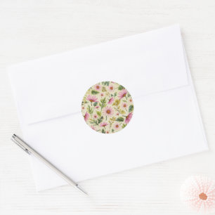 Elegant Spring Floral Pattern  Classic Round Sticker