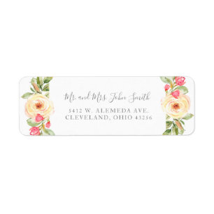 Elegant Spring Floral Peach Wedding Labels
