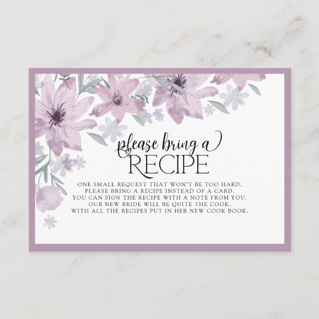 Elegant Spring Floral Please Bring A Recipe Enclosure Card (Front)