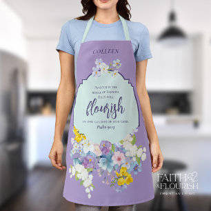 Elegant Spring Floral Scripture Personalised Apron