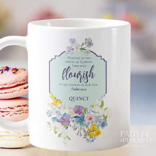 Elegant Spring Floral Scripture Personalised Coffee Mug