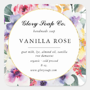 elegant spring floral soap bar sticker