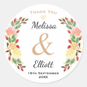 Elegant Spring Floral Watercolor Wreath Border Classic Round Sticker