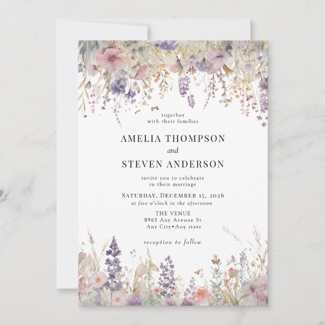Elegant Spring Floral Wedding Invitation (Front)