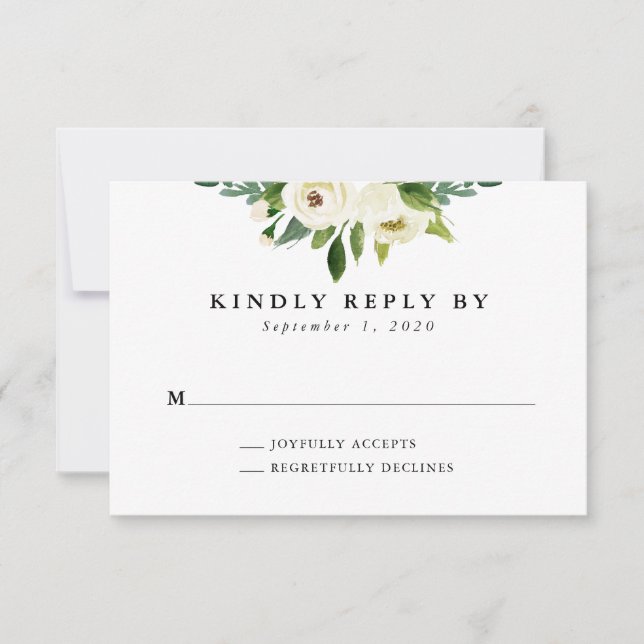 Elegant Spring Floral Wedding RSVP Card (Front)