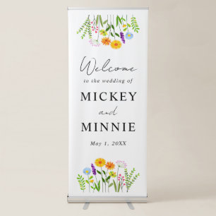 Elegant Spring Floral Wedding Welcome Retractable Banner