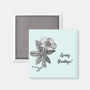Elegant Spring Flower Botanical Illustration  Magnet