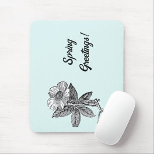 Elegant Spring Flower Botanical Illustration Mouse Mat