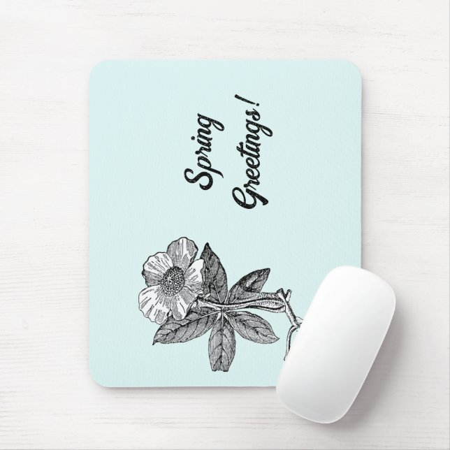 Elegant Spring Flower Botanical Illustration Mouse Mat (With Mouse)