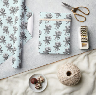 Elegant Spring Flower Botanical Illustration Wrapping Paper