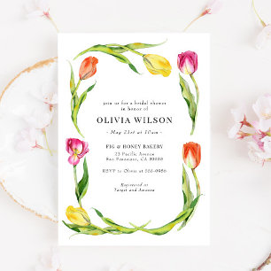 Elegant Spring Flower Tulip Bridal Shower Invitation