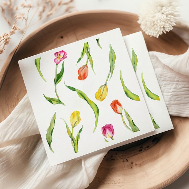 Elegant Spring Flower Tulip Bridal Shower Napkin (Creator Uploaded)
