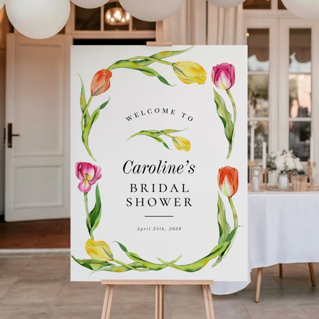 Elegant Spring Flower Tulip Bridal Shower Sign (Creator Uploaded)