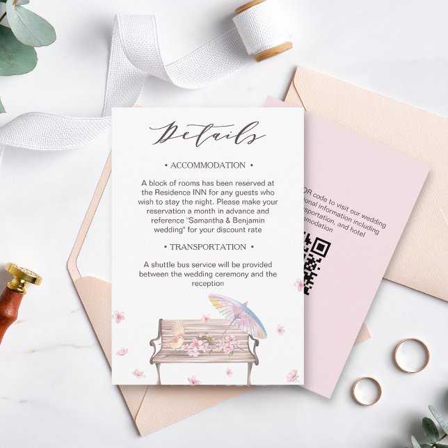 Elegant Spring Flower Wedding Details Enclosure Card (Creator Uploaded)