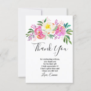elegant, spring flowers pink flora  thank you card