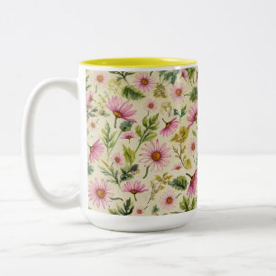Elegant Spring Flowers  Two-Tone Coffee Mug