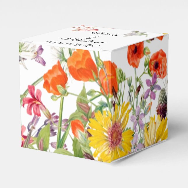 Elegant Spring Flowers Wedding Favour Box (Front Side)