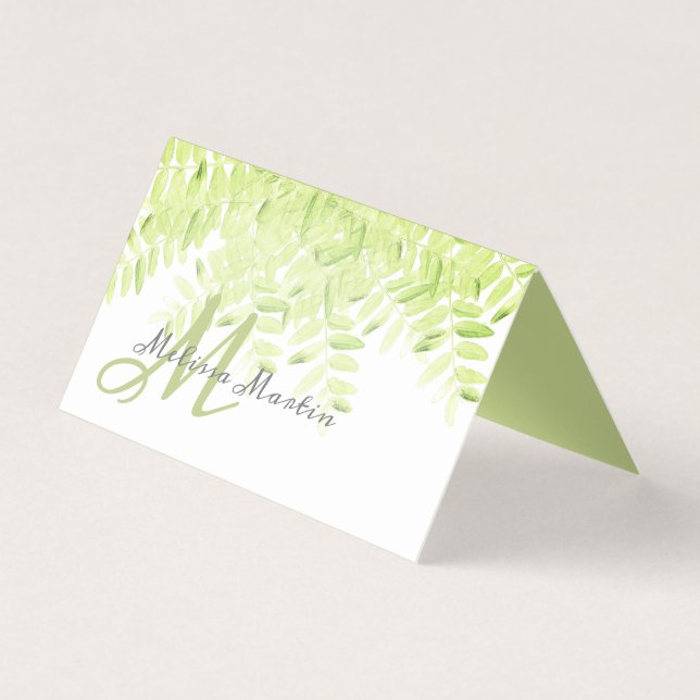 elegant spring green leaves monogram (Front)