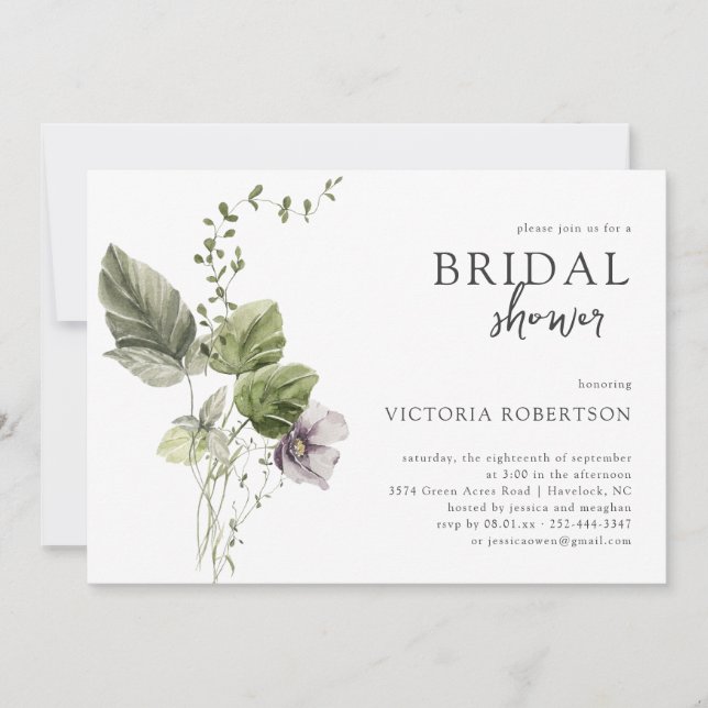 Elegant Spring Greenery | Botanical Bridal Shower Invitation (Front)