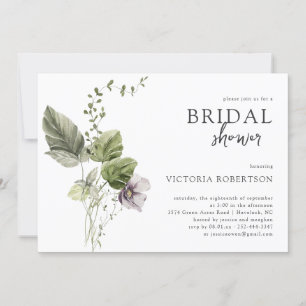 Elegant Spring Greenery   Botanical Bridal Shower Invitation