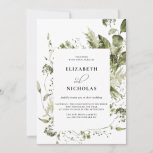 Elegant Spring Greenery Wedding Invitation