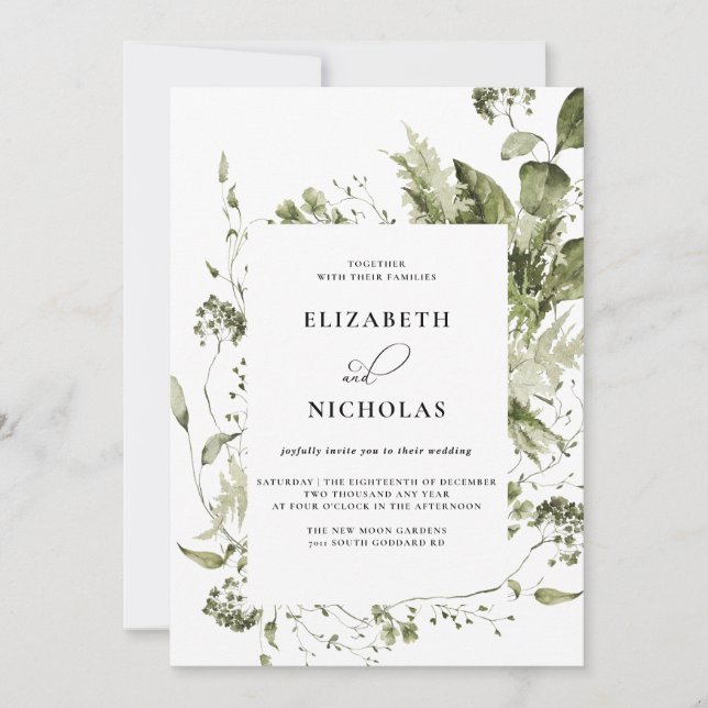 Elegant Spring Greenery | Wedding Invitation (Front)