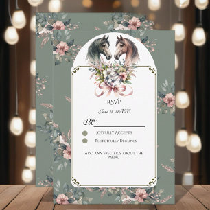 Elegant Spring Horse Wedding RSVP Card