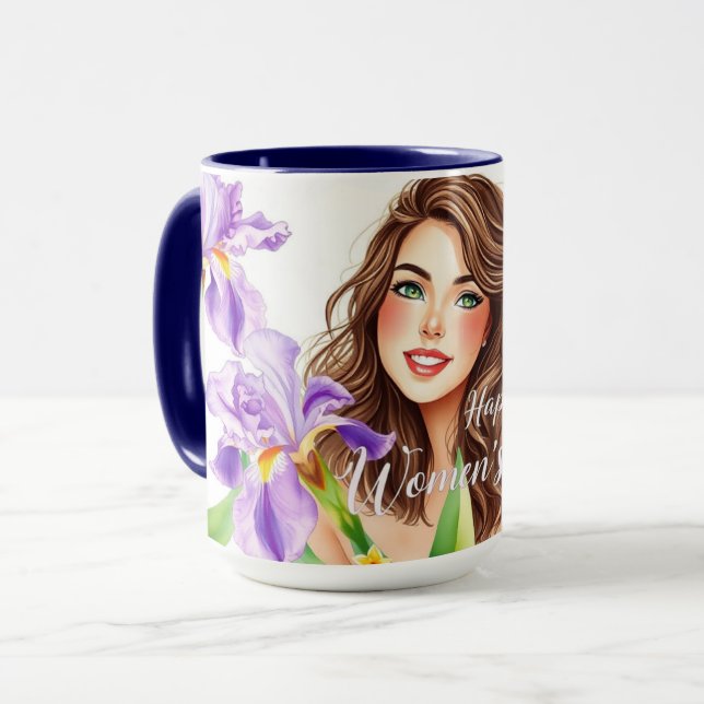 Elegant Spring Iris Floral IWD Gift Mug (Front Left)