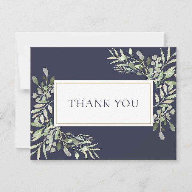 Elegant Spring Leaves Business Thank You Card (Front)