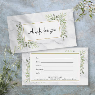 Elegant Spring Leaves Marble Gift Certificate