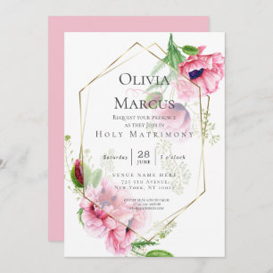 Elegant Spring Pink Poppy Floral Invitation