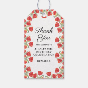 Elegant Spring Red Tulip Flower 65th Birthday Gift Tags