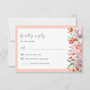 Elegant Spring Rose Wedding RSVP Card