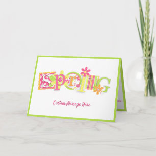 Elegant Spring Season Flowers Pink Green Greeting Card