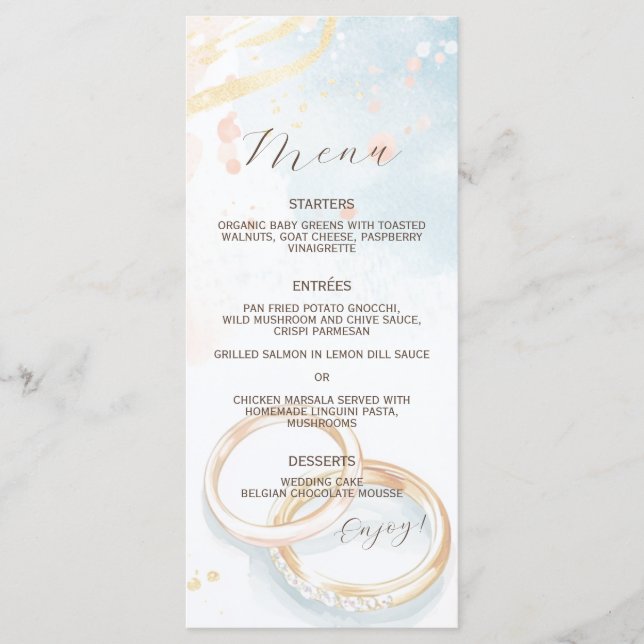 elegant spring summer gold rings Wedding Menu (Front)