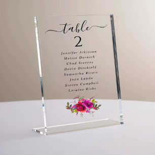 Elegant spring summer pink flowers wedding seating acrylic sign