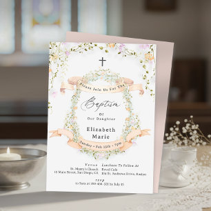 Elegant Spring Summer Wildflower Floral Baptism Invitation