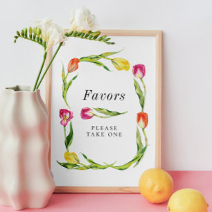 Elegant Spring Tulip Bridal Shower Favour Sign