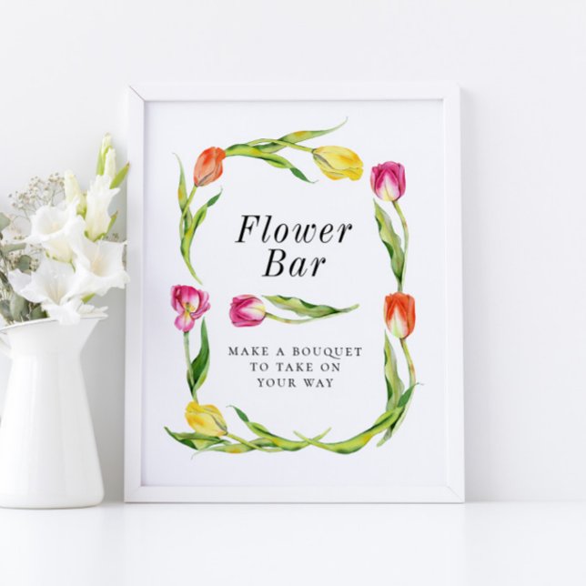 Elegant Spring Tulip Bridal Shower Flower Bar Sign (Creator Uploaded)