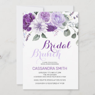 Elegant Spring Violet Floral Bridal Brunch Shower Invitation