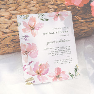 Elegant Spring Watercolor Floral Bridal Shower Invitation Postcard