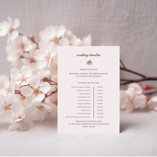 Elegant Spring Wedding Day Schedule Design Enclosure Card