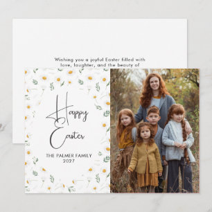 Elegant Spring Wildflower Easter Portrait Holiday Card