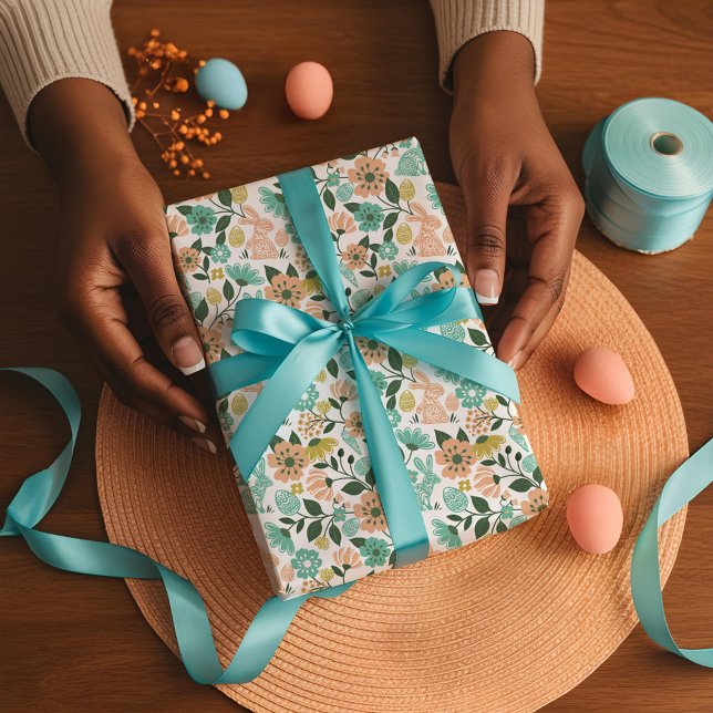 Elegant Spring Wildflower Floral Easter Bunny Wrapping Paper (Elegant Spring Wildflower Floral Easter Bunny Wrapping Paper)