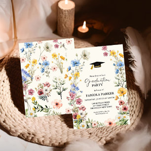 Elegant Spring Wildflower Meadow Garden Graduation Invitation