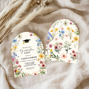 Elegant Spring Wildflower Meadow Garden Graduation Invitation