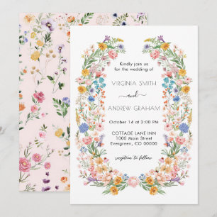 Elegant Spring Wildflower Meadow Garden Wedding Invitation