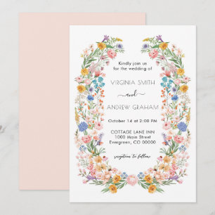 Elegant Spring Wildflower Meadow Garden Wedding Invitation