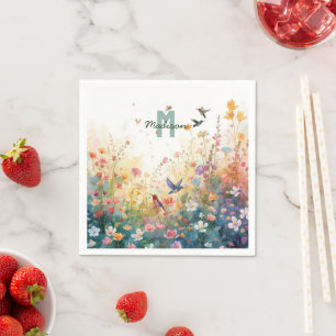 Elegant Spring Wildflower Rose Garden Birds Napkin