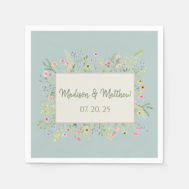 Elegant Spring Wildflower Wedding  Napkin (Front)